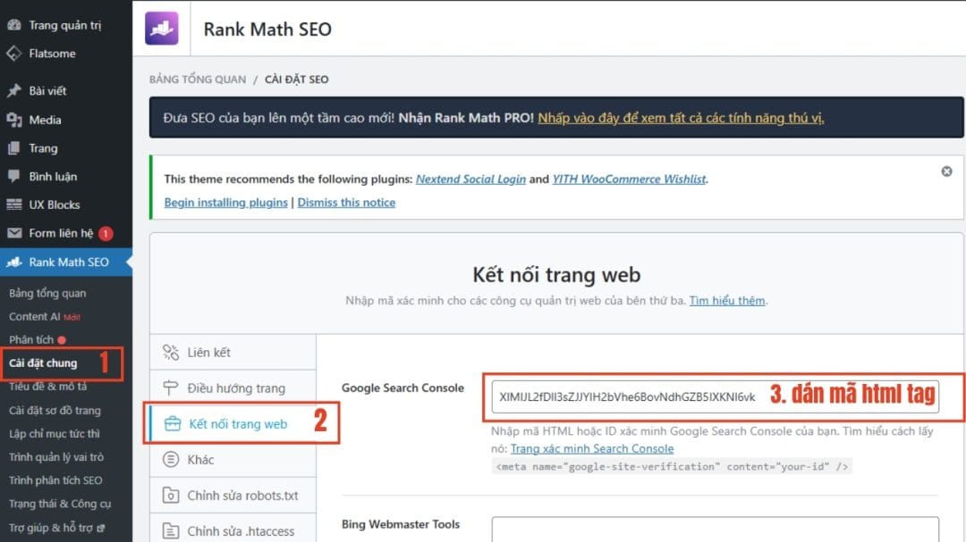 kết nối trang web với Google Search Console