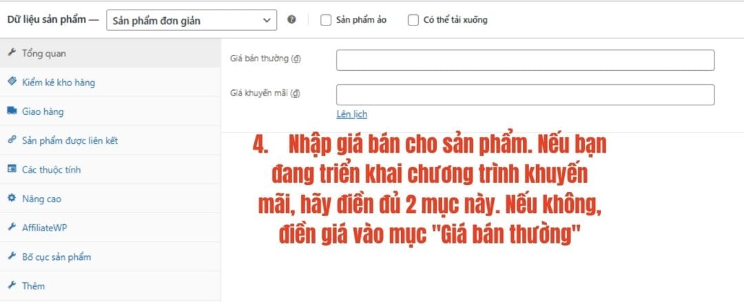 nhập thông số