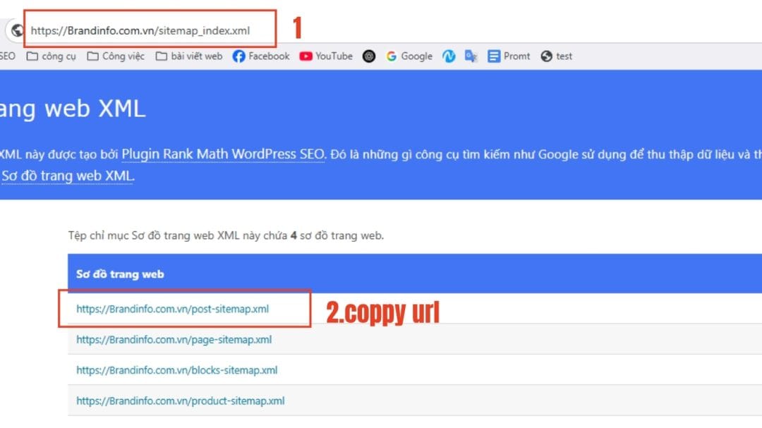 Các loại sitemap trong Google Search Console: Post, Page, Product